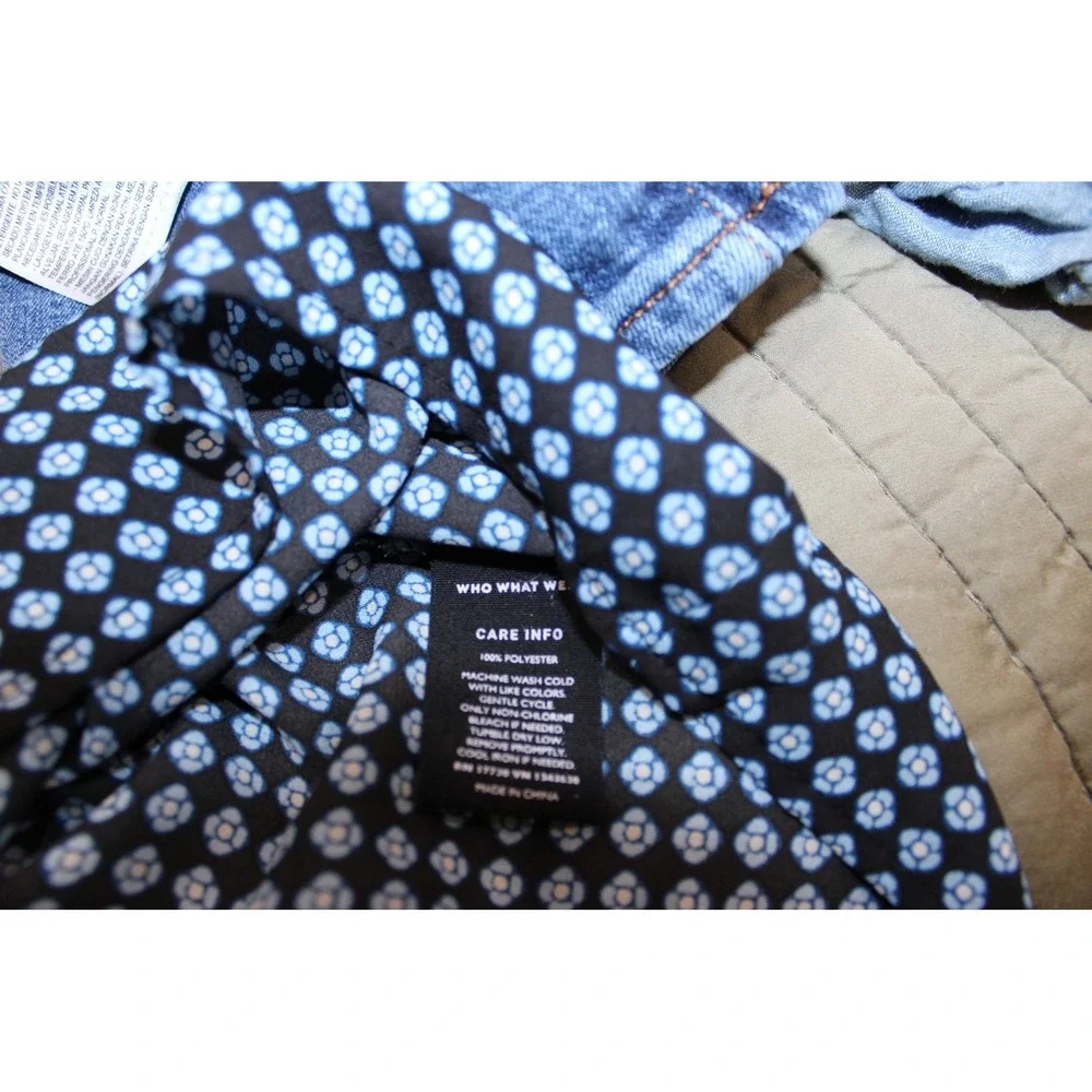 WhoWhatWear Ruffle Blouse Womens XL Blue Geometric Mock Neck Sleeveless - Picture 5 of 5